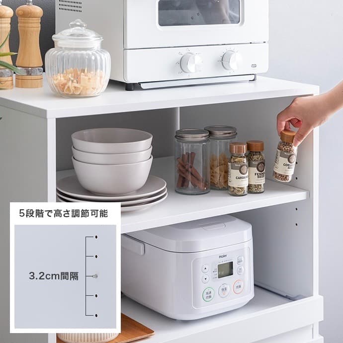 【幅60cm】Topu コンパクトキッチン収納 スライド コンセント レンジ台