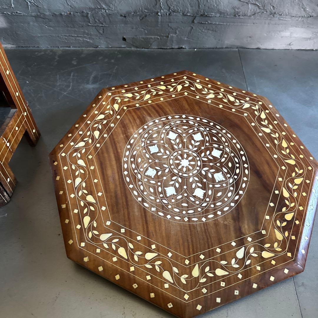 お値下げ❣️ヴィンテージ　折りたたみ8角ティーテーブル