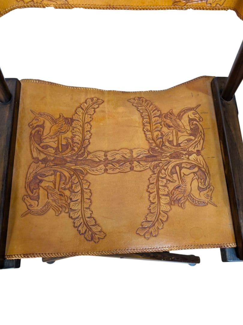 【希少】皮革仕様 ディレクターズチェア 折りたたみチェア