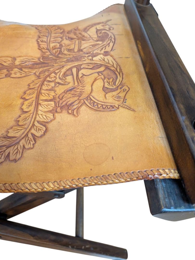 【希少】皮革仕様 ディレクターズチェア 折りたたみチェア