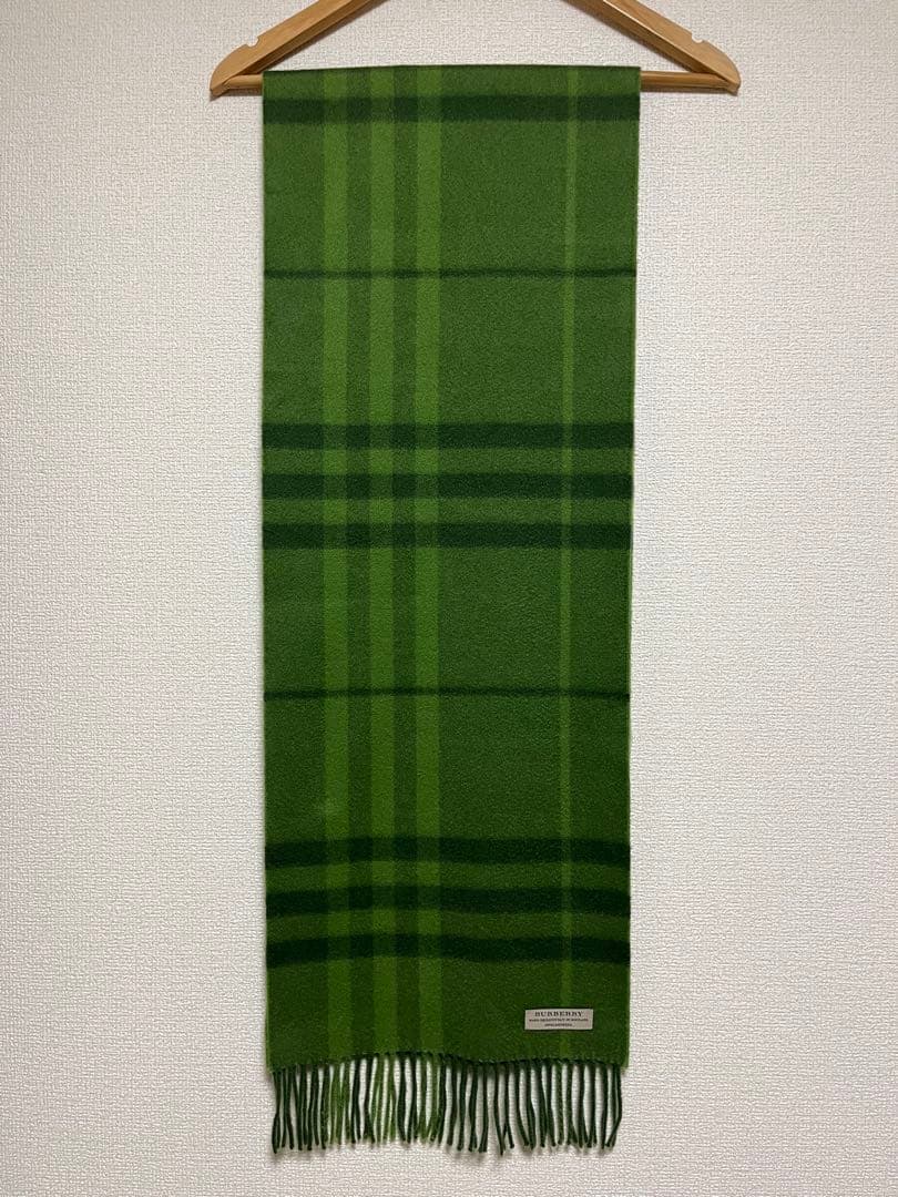 BURBERRY　バーバリー　マフラー　カシミア100％　未使用に近い　グリーン