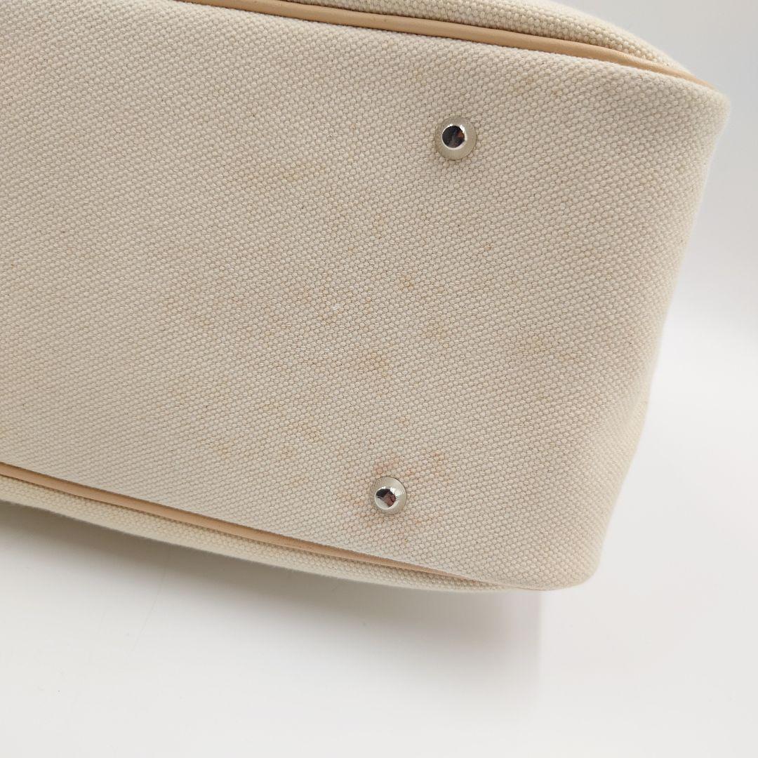 BURBERRY ミニボストンバッグ キャンバス ベージュ ヌメ革 バーバリー