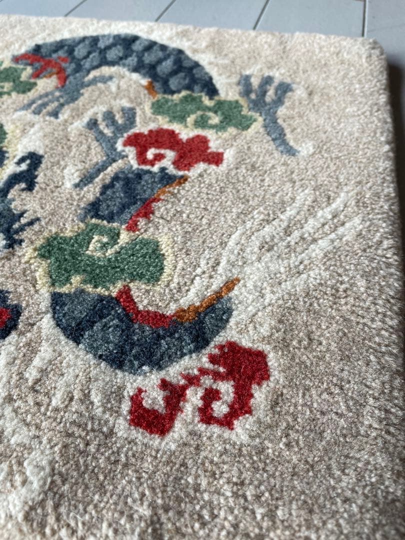 チベタンラグ　チェアマット　ドラゴン