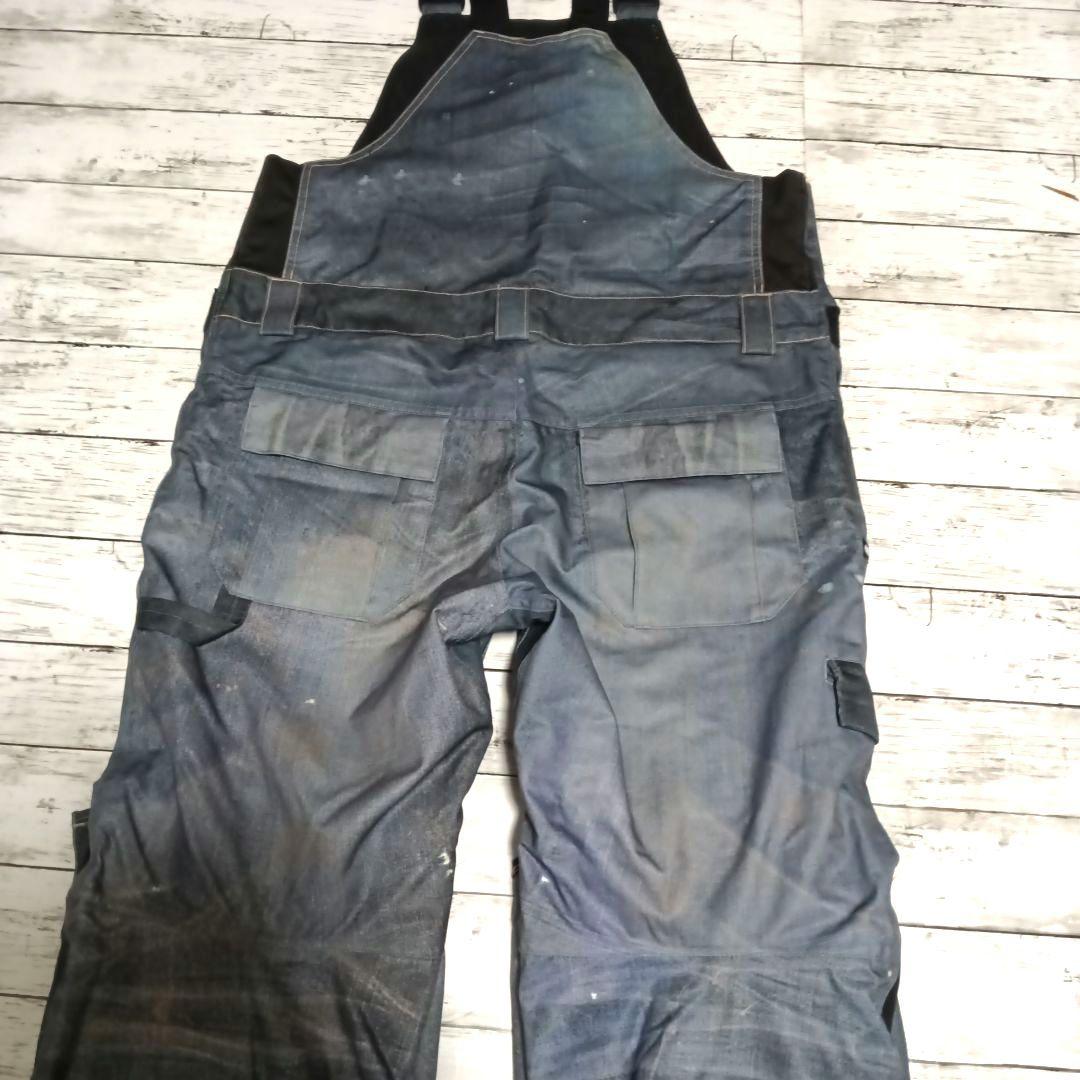 【686】 ビブパンツ サロペット デニム風 ダメージ加工 Lサイズ
