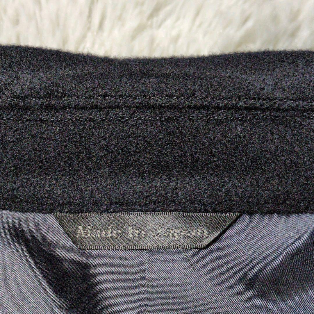 【野海】カシミヤ100％☆比翼☆ステンカラーコート☆深喜毛織☆L