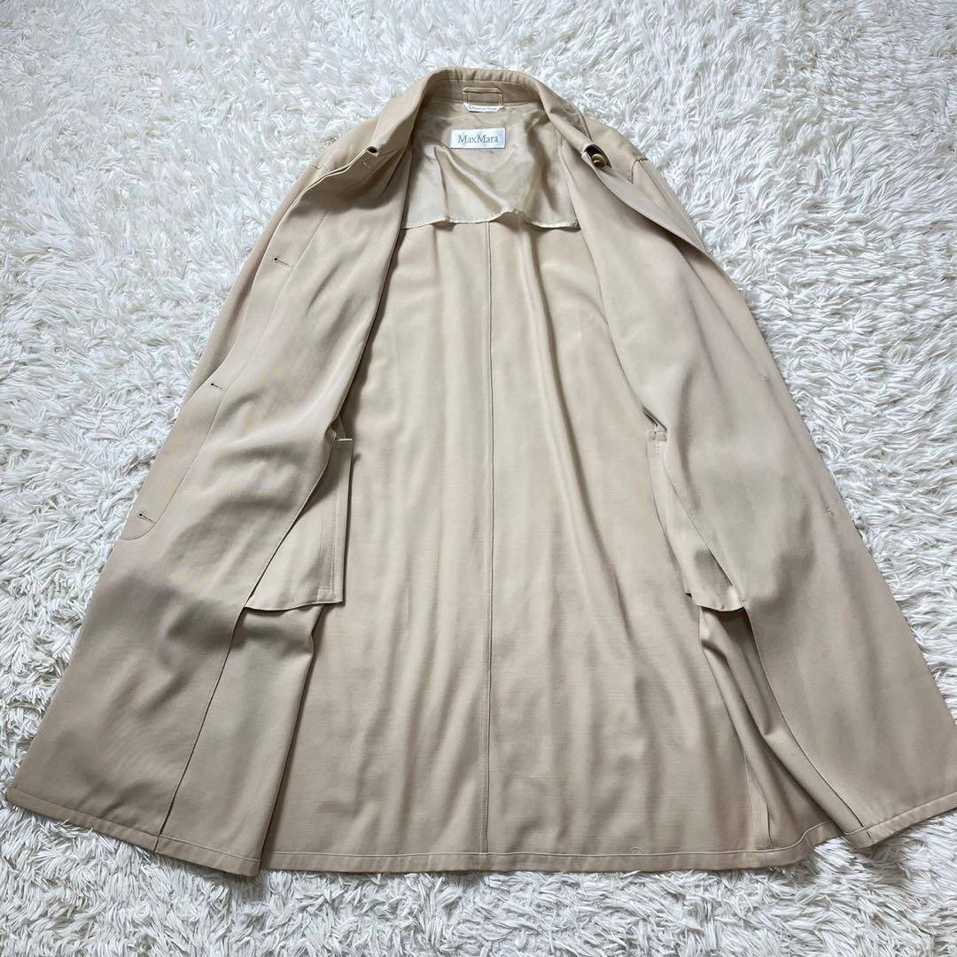 マックスマーラ　最高級　白タグ　ステンカラーコート　ウール100％　ベージュ