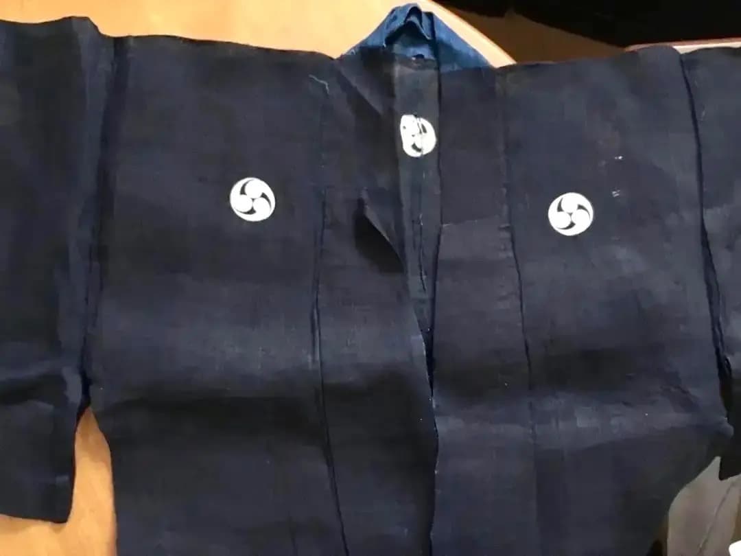 Antique Kimono 藍麻上布 武士Busi Samurai 江戸期前後