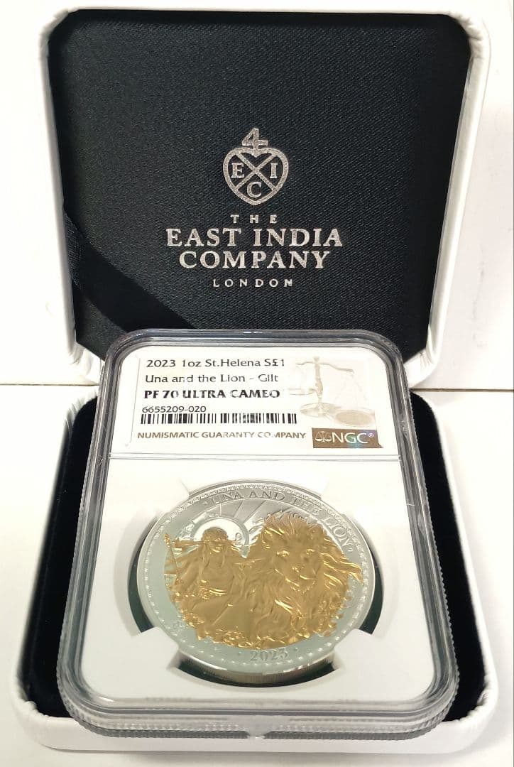 2023 ウナとライオン 1oz £1ゴールドプレート銀貨 NGCPF70UC②