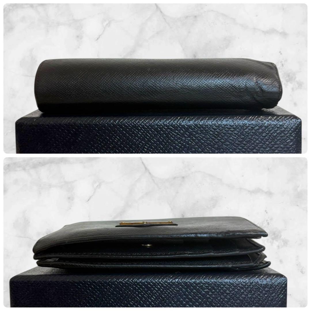 美品✨ PRADA プラダ 二つ折り財布 サフィアーノ ブラック 三角ロゴ