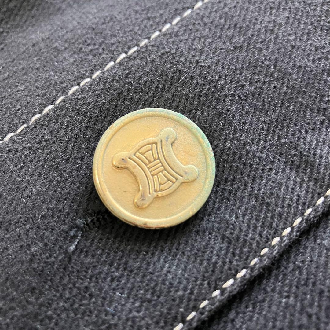 ★美品★セリーヌ　デニムワンピース　40 トリオンフ　金ボタン　エンブレム　刺繍