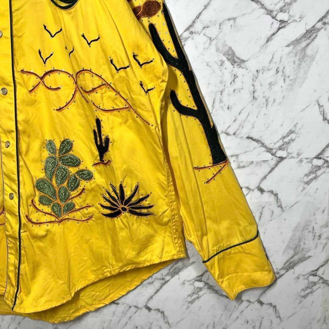 【新品未使用】ロックマウント・ウエスタンシャツ・長袖シャツ・花柄刺繍・