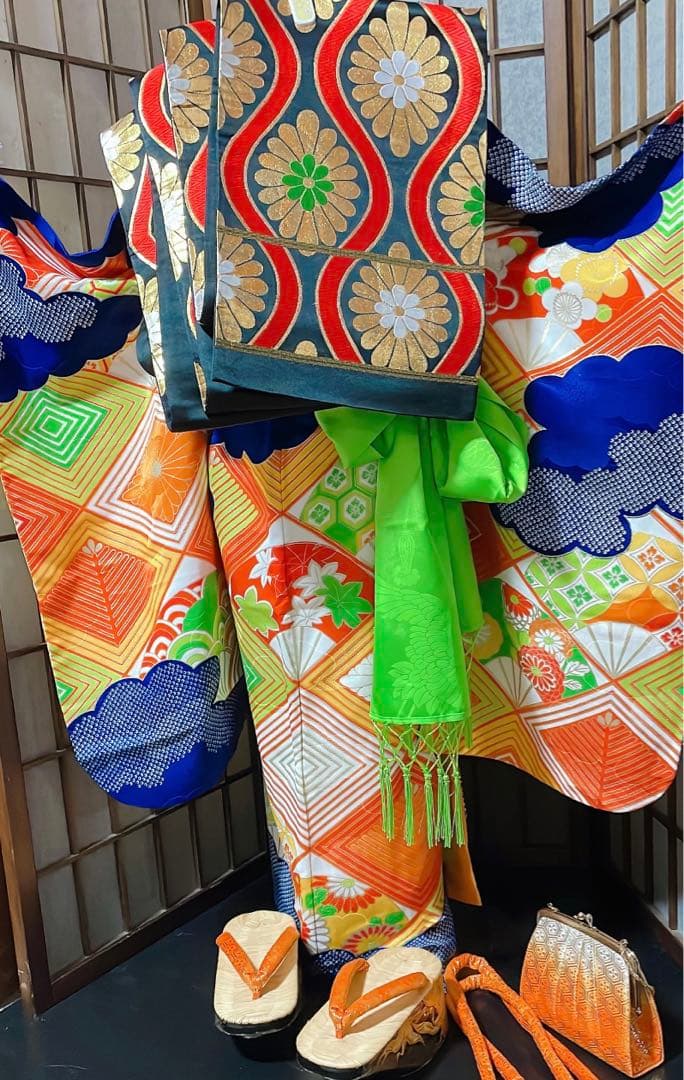 七五三レトロ古典柄ぽっくり草履セット