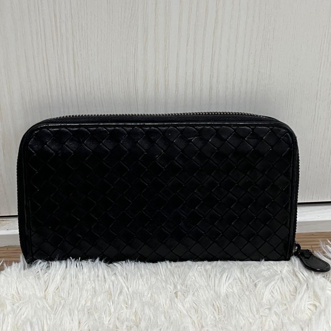 BOTTEGA VENETA ラウンドファスナー 長財布 イントレチャート 黒