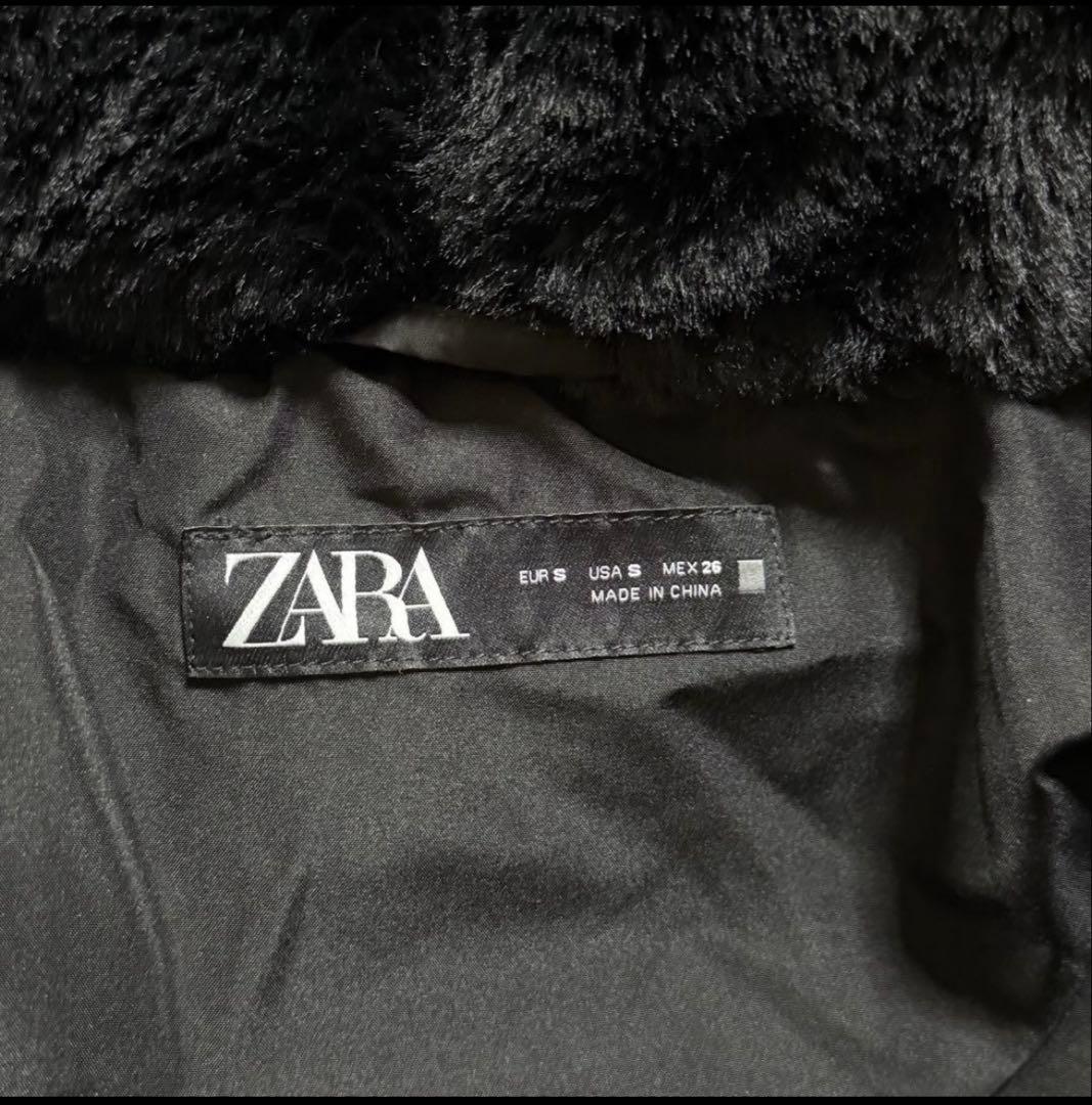 ZARA ダウンコート 24年製 ファー ボア ベルト付き Aライン Sサイズ