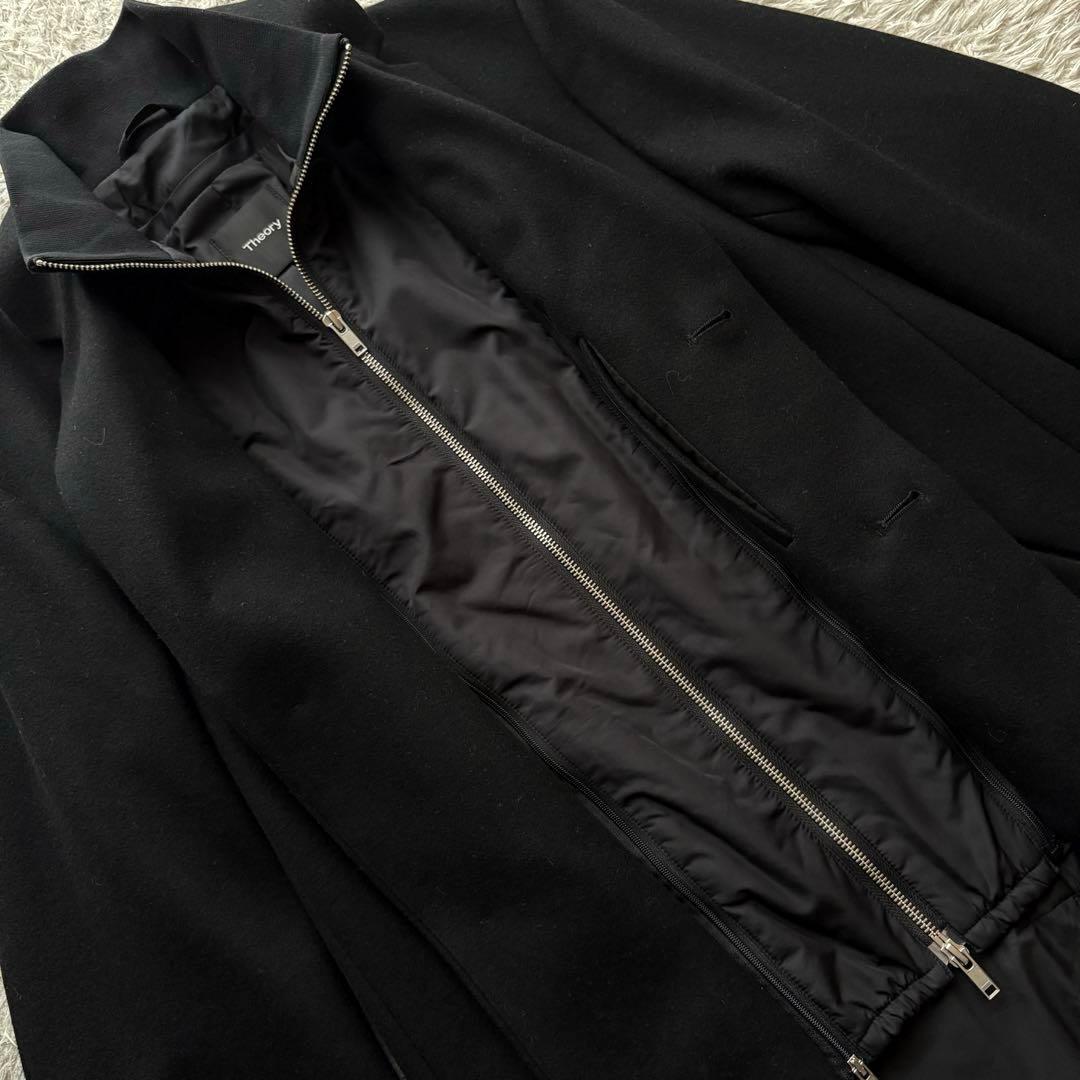 ★美品★ Theory チェスターコート レイヤード 取り外し可 カシミヤ混 黒