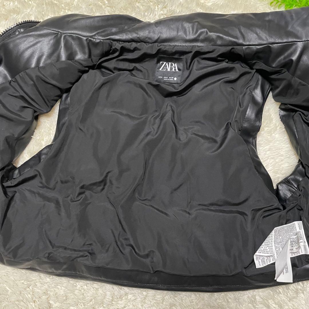 超美品　ZARA ザラ　【L】 フェイクレザーパフベスト　ハーフダウンベスト