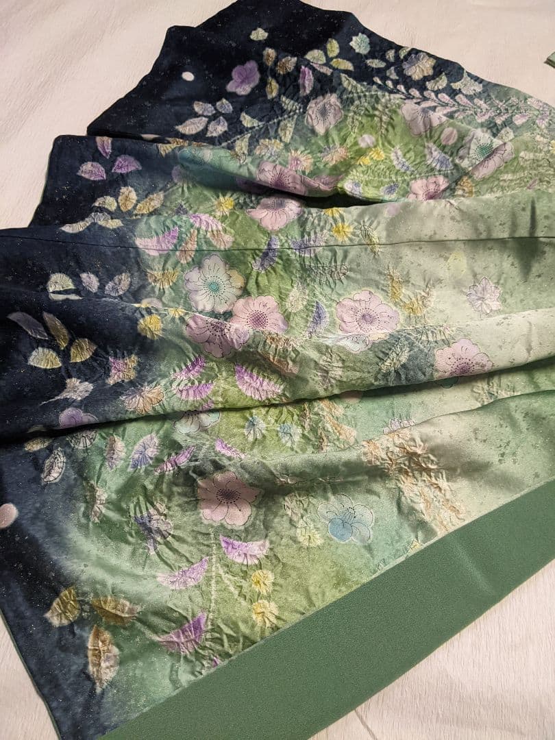 295【最終価格】翡翠色　金通し　落款辻ヶ花振袖6点フルセット成人式卒業式謝恩会