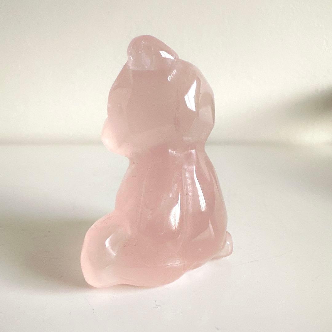 【極上グレード✨】ジェリーピンク　ローズクォーツ　クマさん　天然石　置物