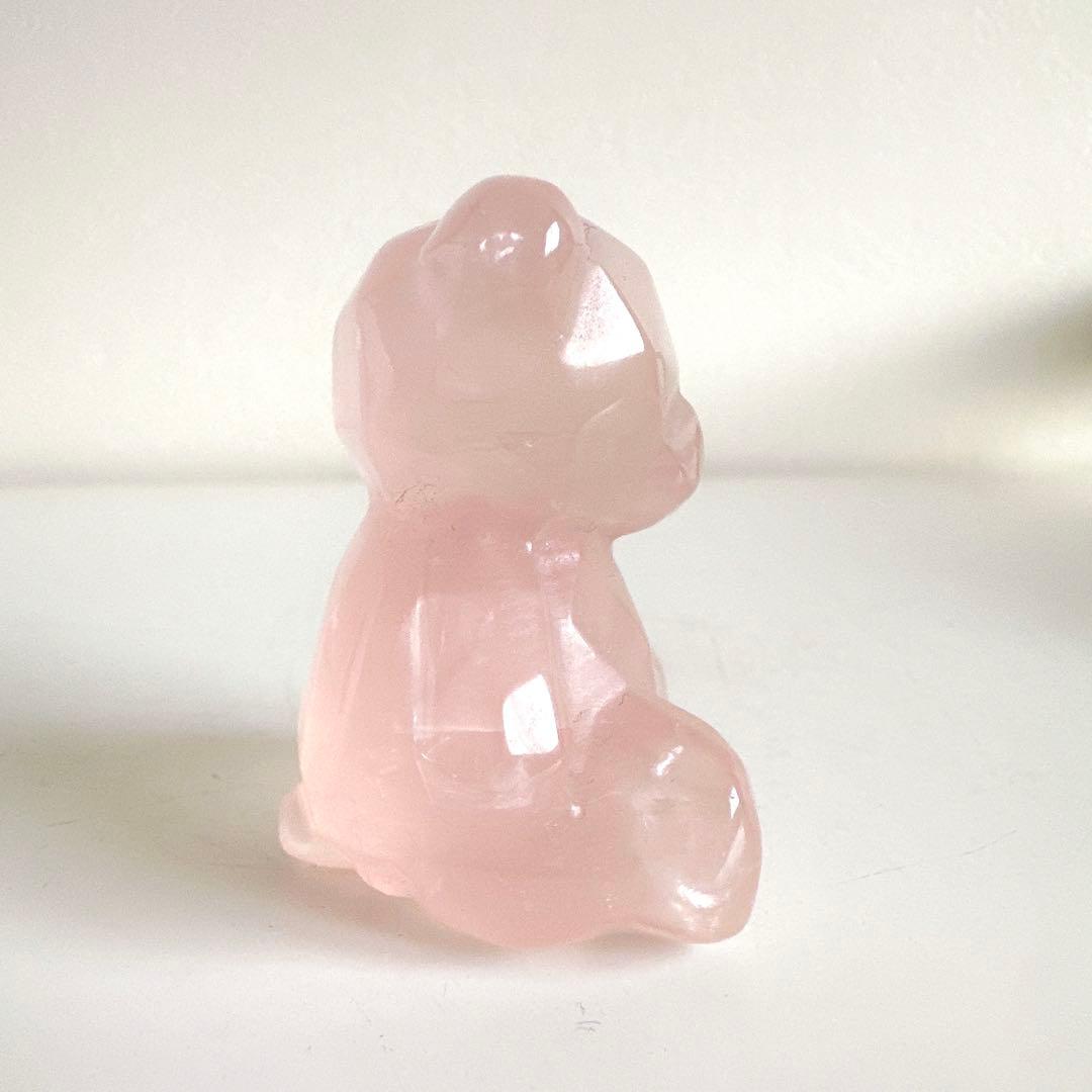 【極上グレード✨】ジェリーピンク　ローズクォーツ　クマさん　天然石　置物