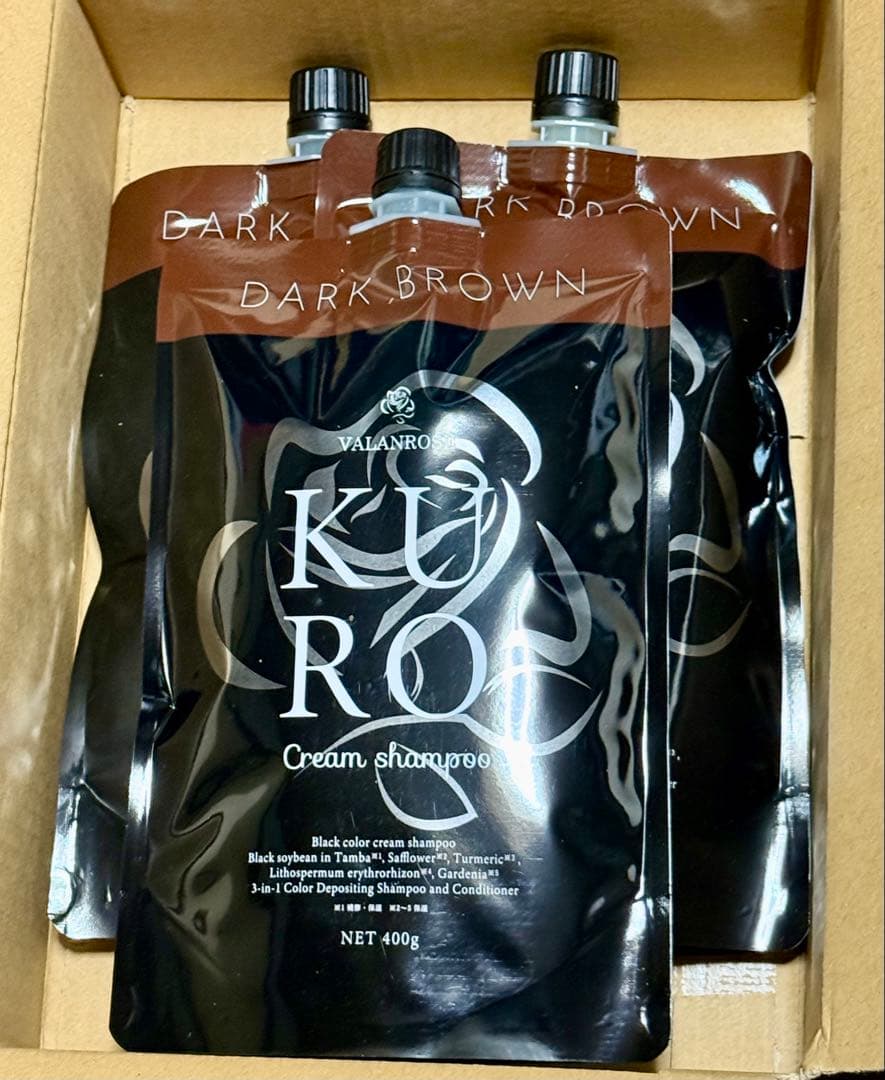 KURO ダークブラウン クリームシャンプー 400g×3個セット