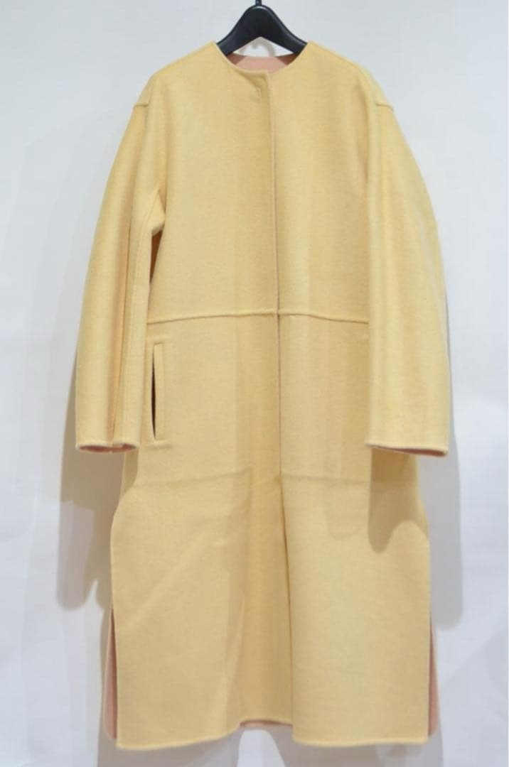 Drawer ドゥロワー ウールシルクノーカラーリバーコート