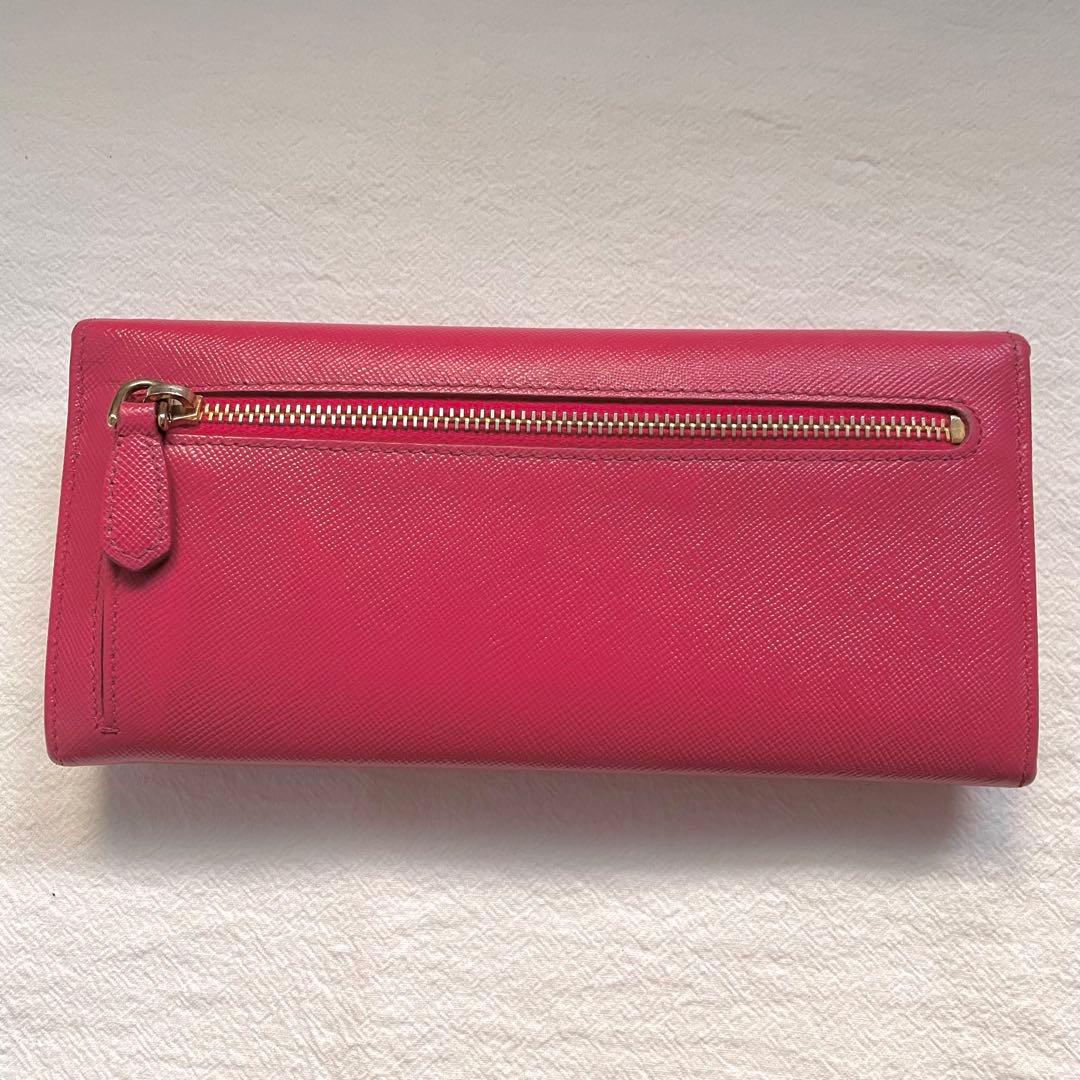 プラダ　PRADA サフィアーノ　2つ折り　長財布　ゴールドフラップ1204-⑤