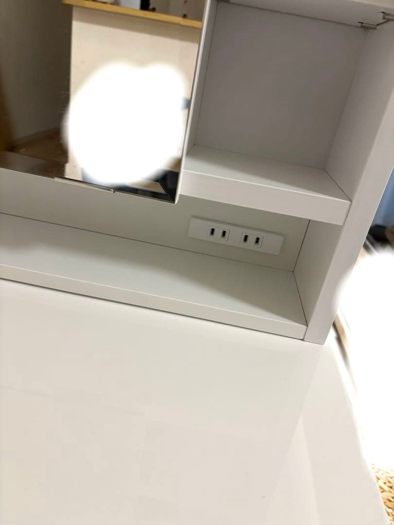 ホワイト ドレッサー・鏡台 棚付き