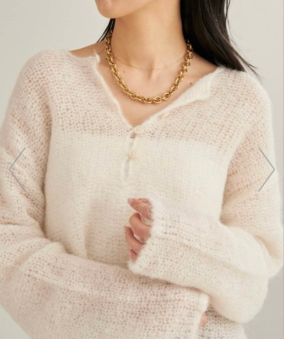 plage HENLEY ALPACA mix プルオーバー ホワイト色