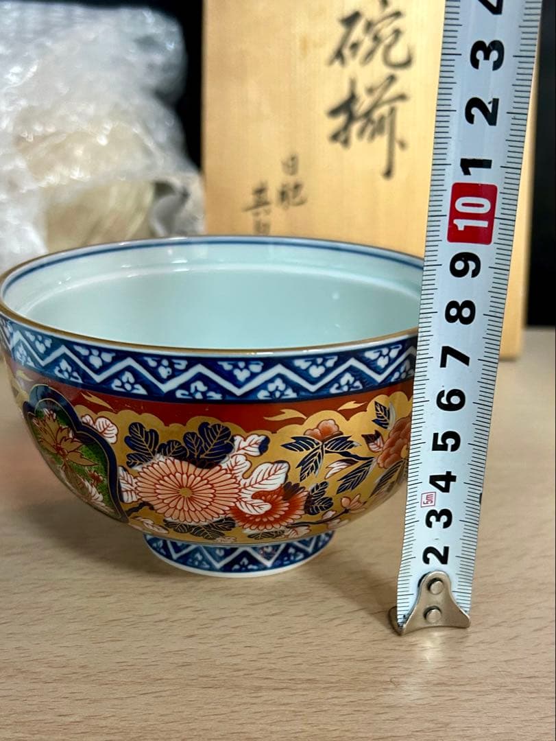 有田　日肥　其泉　極錦金彩　古伊万里蓋付碗5客　未使用