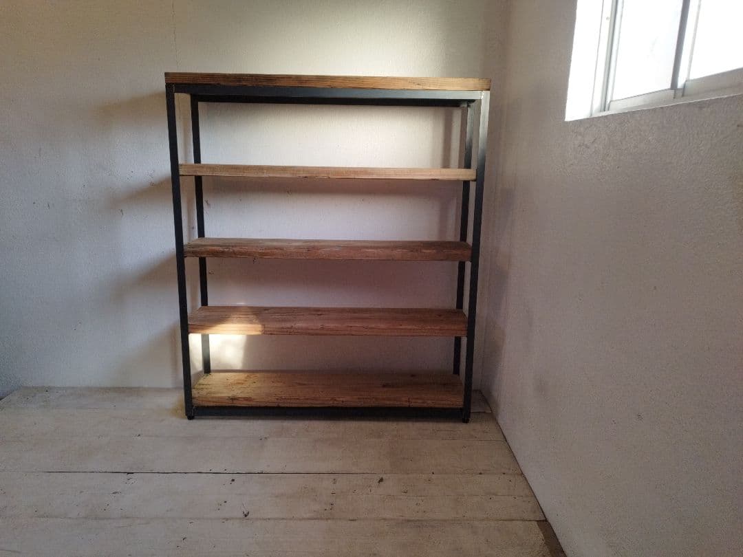 オープンシェルフ　アイアンシェルフ　アイアン家具　靴棚　什器　古材
