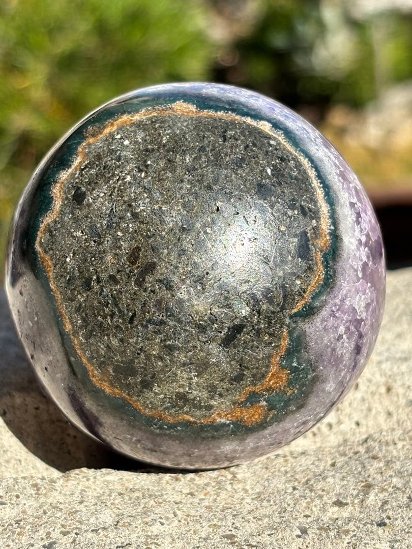 【来福】ウルグアイ産⭐️アメジスト笑口大①⭐️龍穴⭐️台座付きMN36