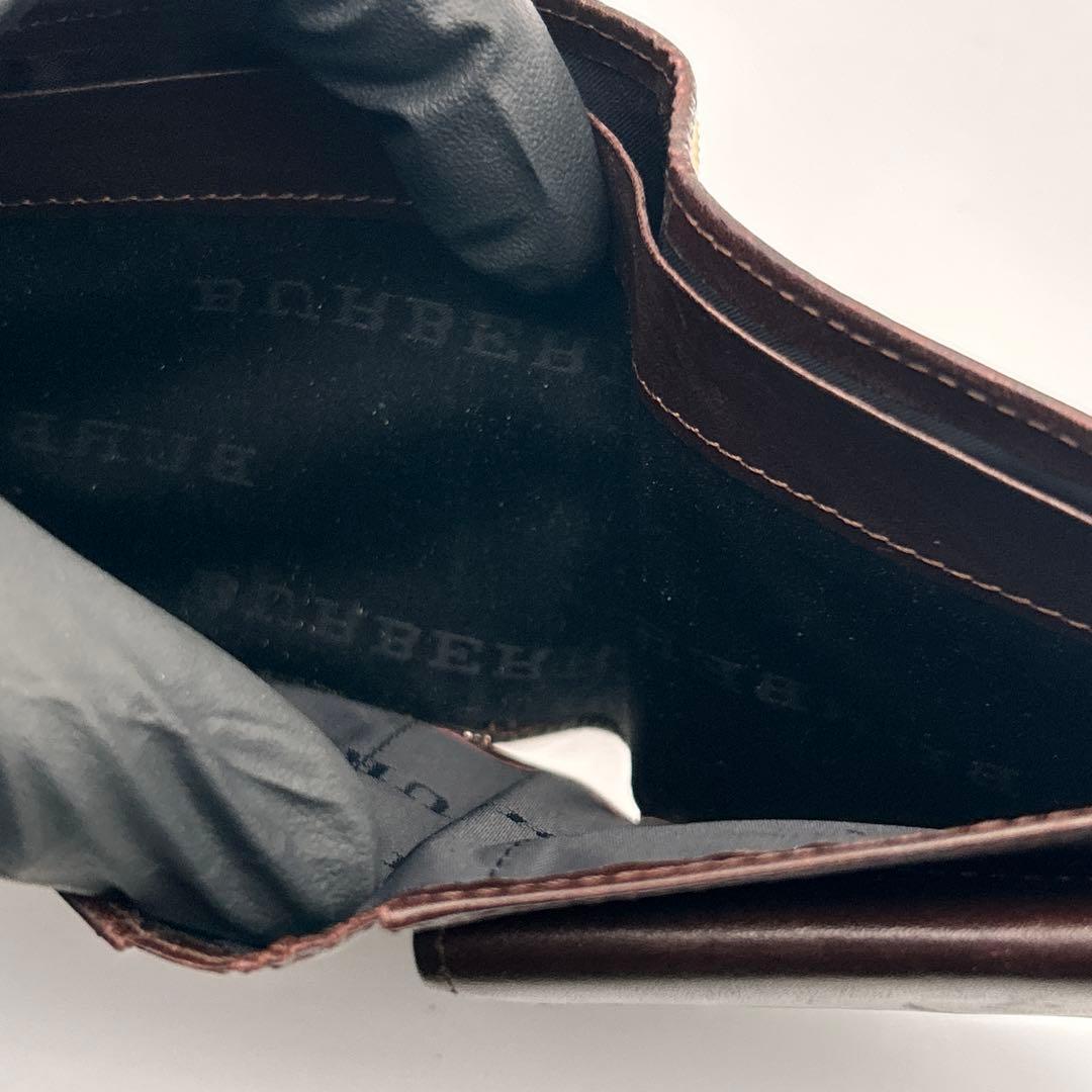 BURBERRY バーバリー 二つ折り財布 レザー チェック柄 高級 良品