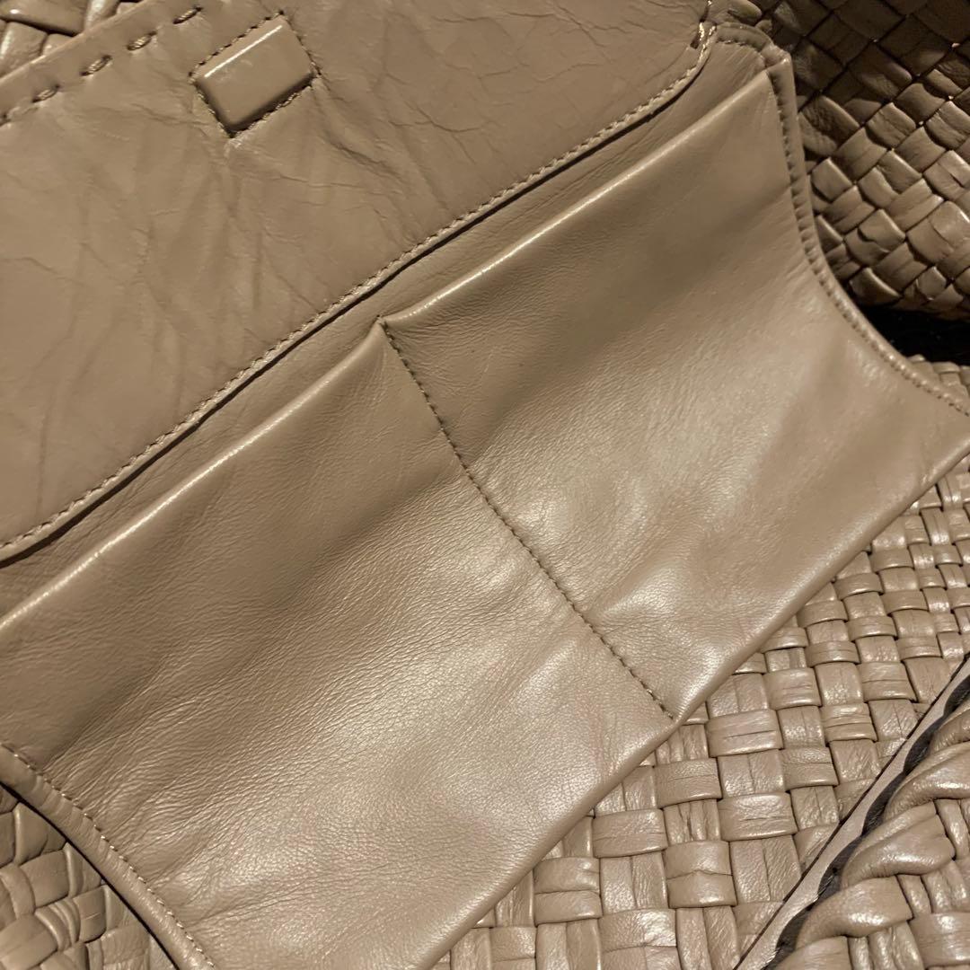 H*y様 【美品】FALORNI イントレチャート グレージュ トートバッグ