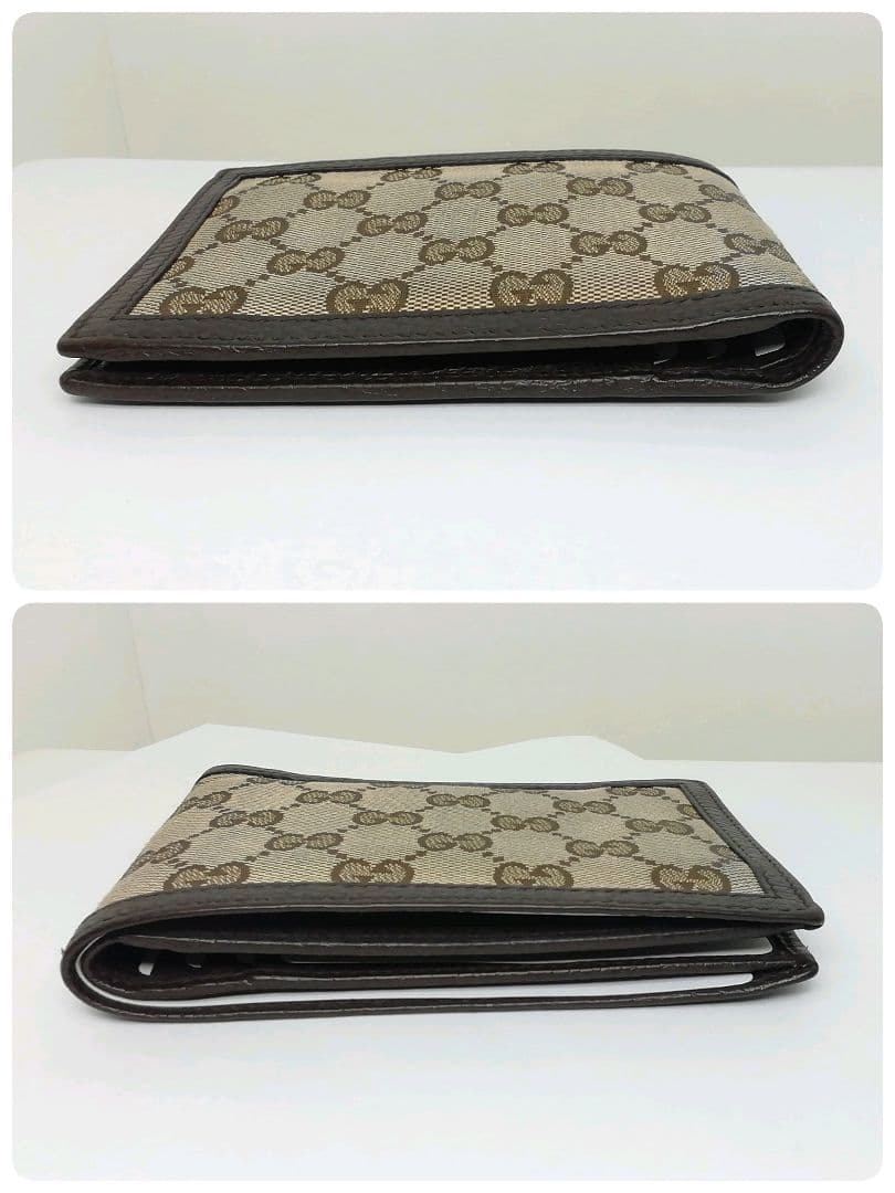 GUCCI　グッチ　GGキャンバス ブラウン　小銭入れ有り　折り畳みタイプ