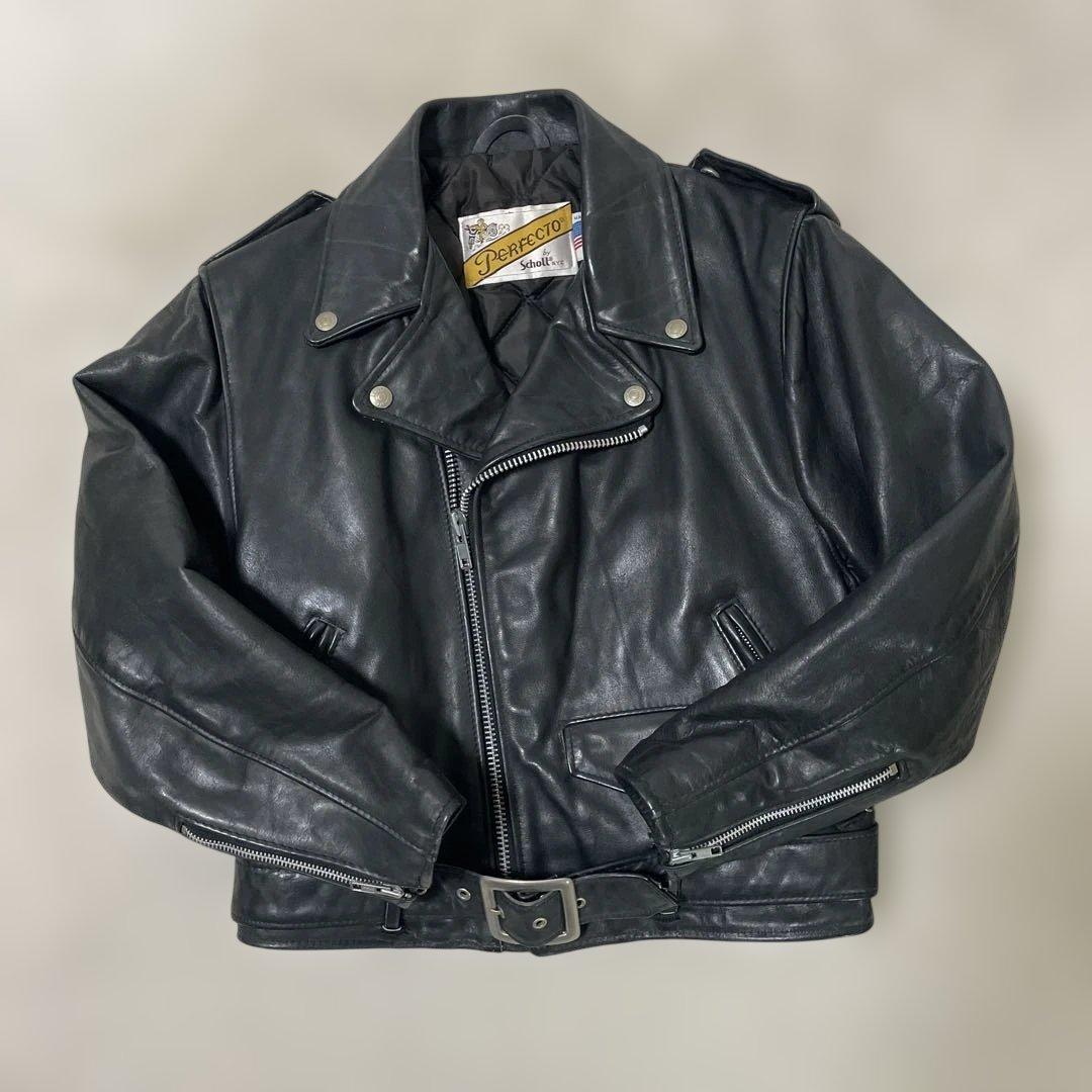 【美品】SCHOTT ダブルライダースジャケット 短丈 キルティング S