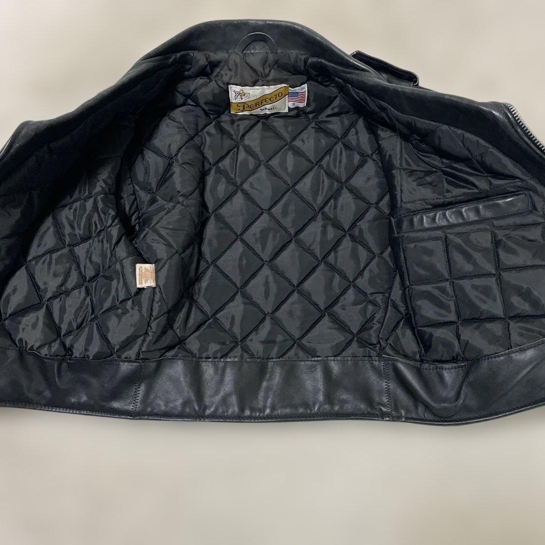 【美品】SCHOTT ダブルライダースジャケット 短丈 キルティング S