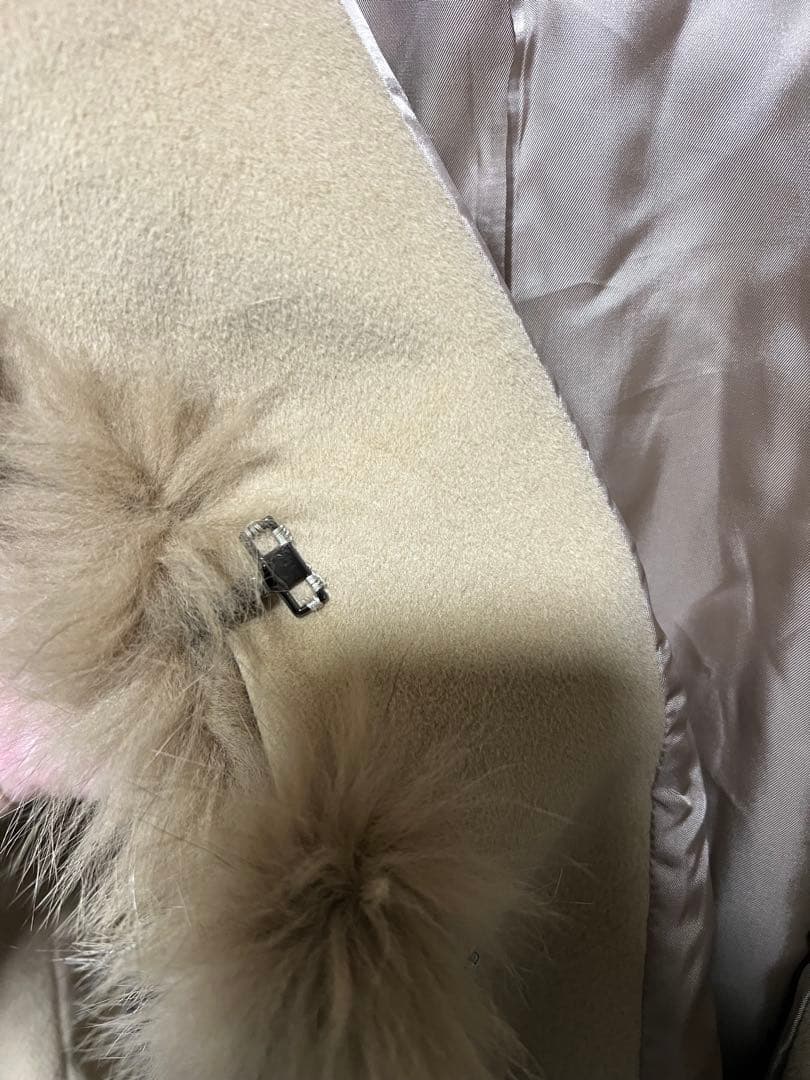 J&R アンゴラ100% ロングコート フォックスファー ベルト 美品 美ライン