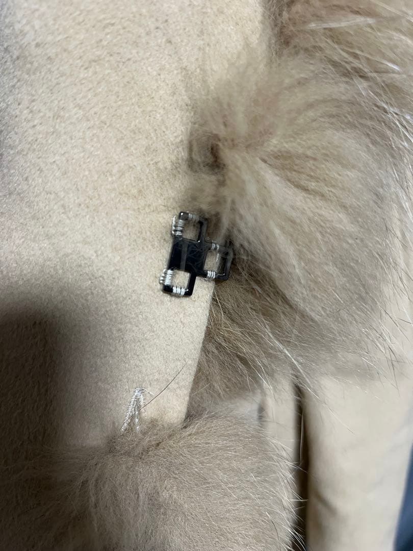 J&R アンゴラ100% ロングコート フォックスファー ベルト 美品 美ライン