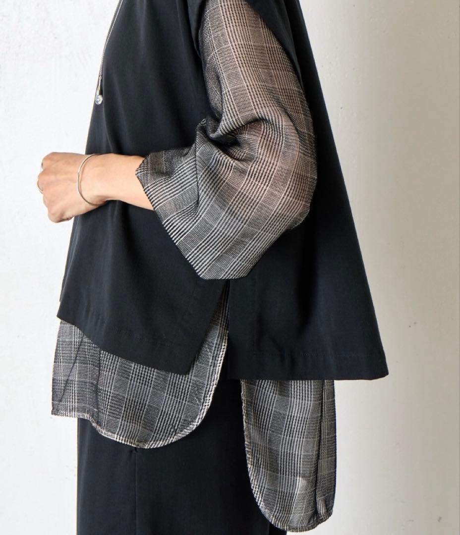 新品タグ付 今季 2025AW ビアズリー グレンチェックベルベットプルオーバー