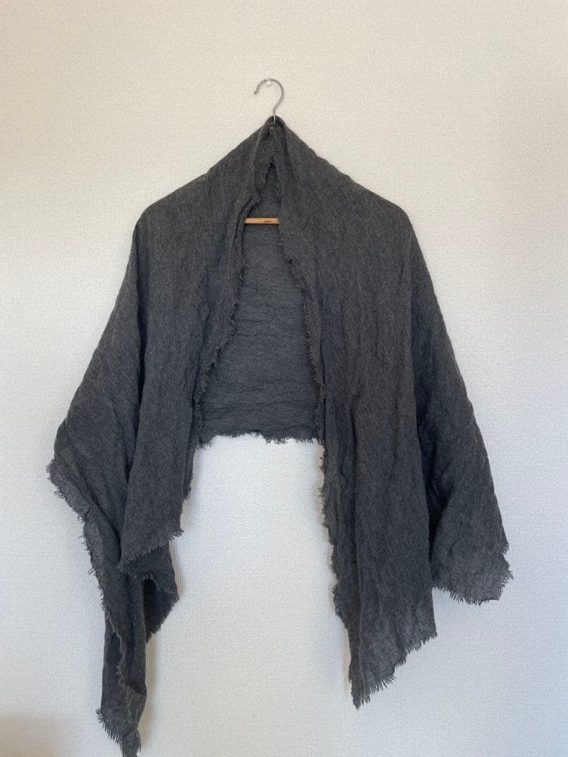 evam eva リネン　カシミヤ　ストール　ダークグレー 定価29,700円