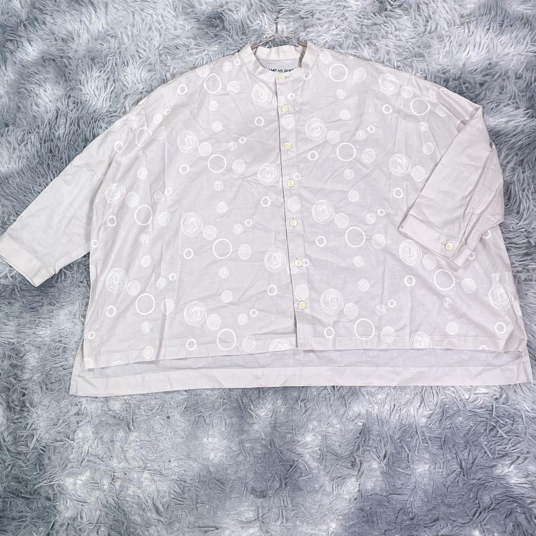 専用。STAMPANDDIARY 刺繍シャツ　グレージュ　コットン100％ 薄手