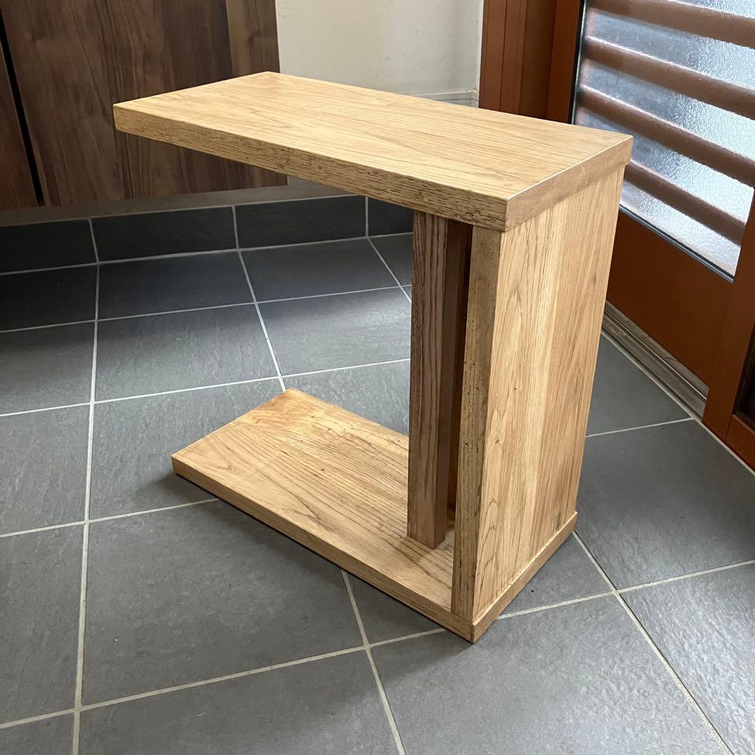 タモ古材　サイドテーブル　コの字