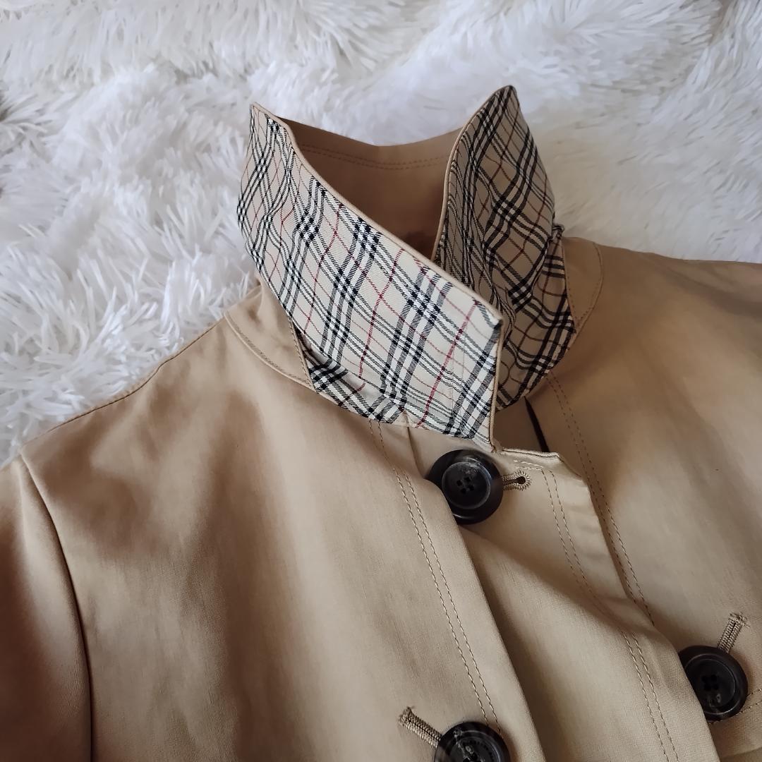 バーバリーブルーレーベル トレンチコート ベルト ハリ感 ノバチェック M ロゴ