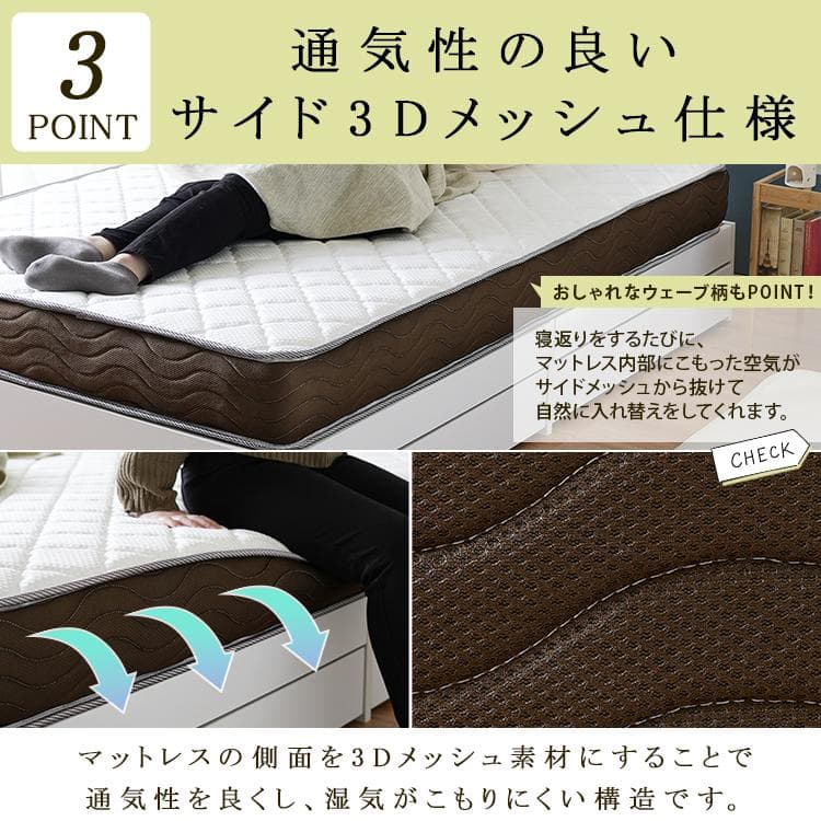 リバーシブルフィットコイル  ポケットコイルマットレス クイーン　シングル