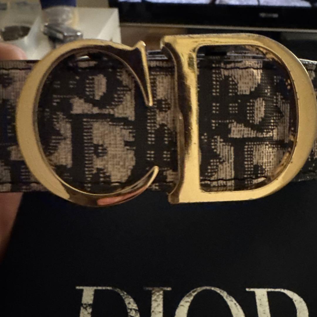 Dior ロゴ入りベルト ブラック/ゴールド