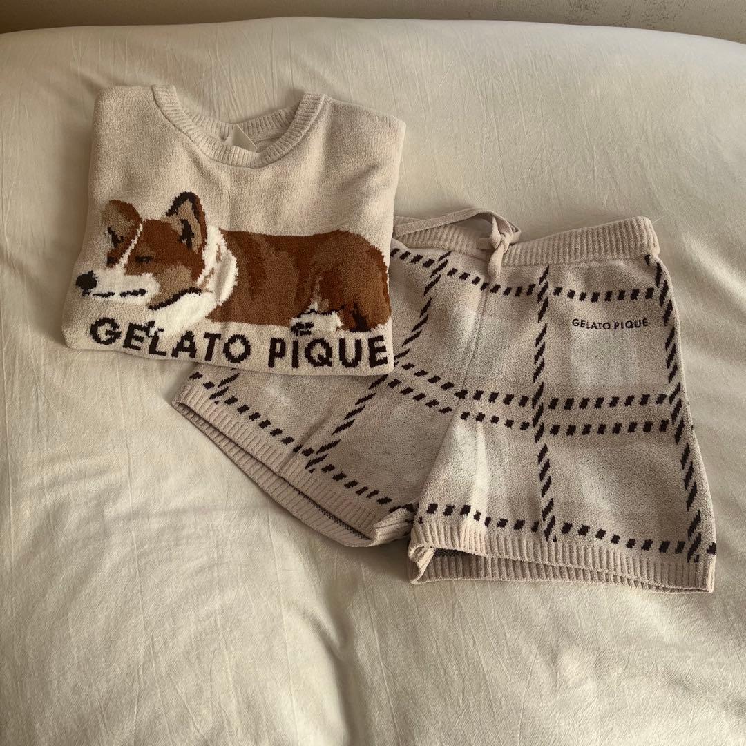 SLEEPING DOGジャガードプルオーバー ＆チェックショートパンツセット