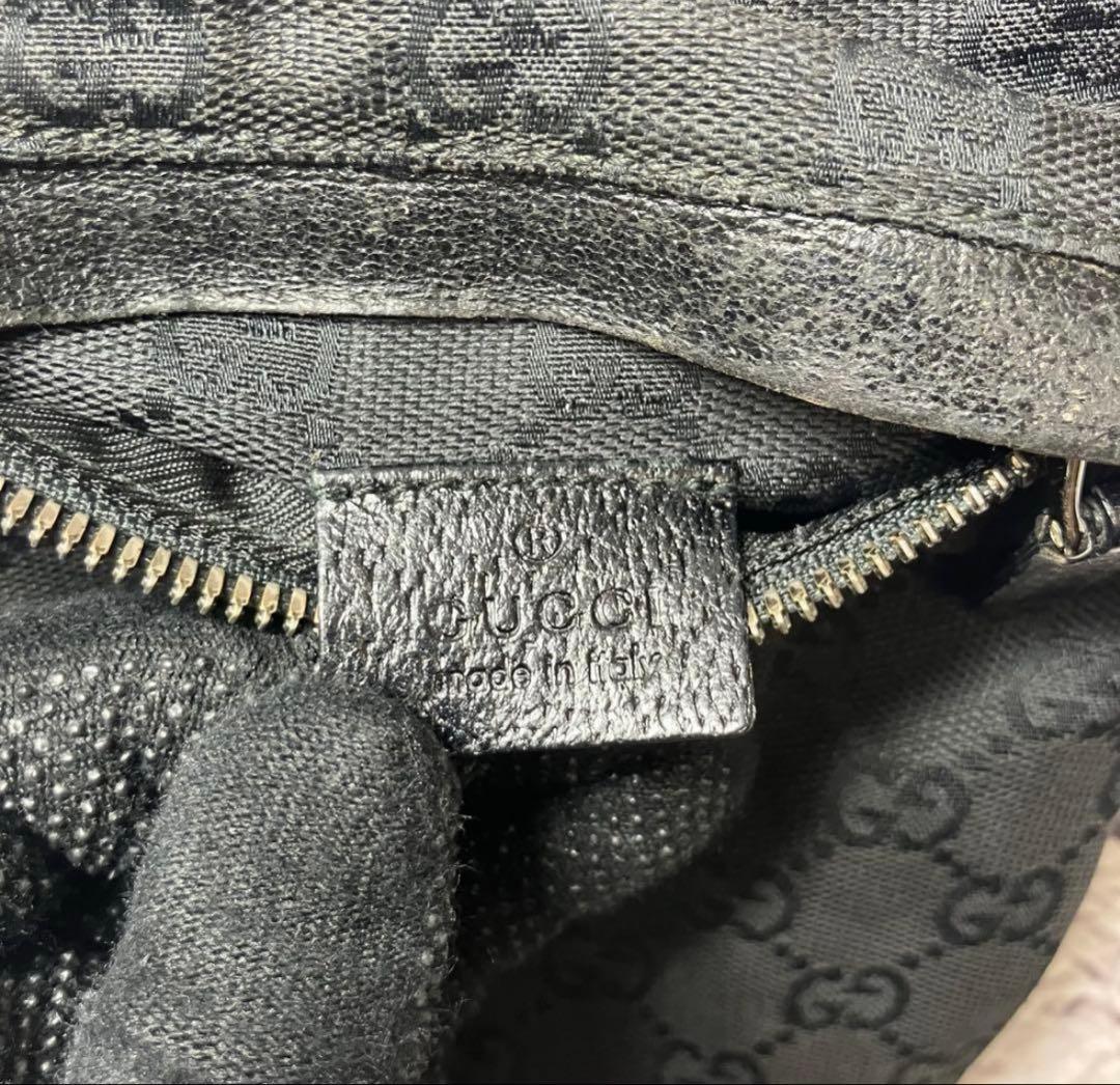 グッチ GG柄 キャンバス レザー 黒 ウエストポーチ ボディバッグ