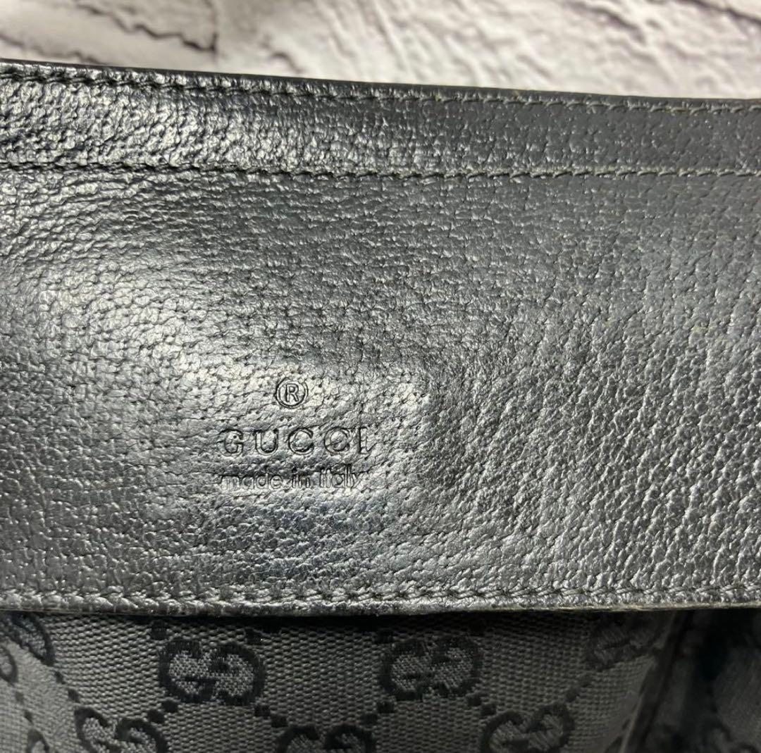 グッチ GG柄 キャンバス レザー 黒 ウエストポーチ ボディバッグ