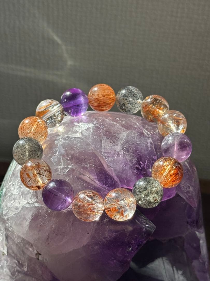 天然スーパーセブンブレスレット　14mm 天然石 パワーストーン