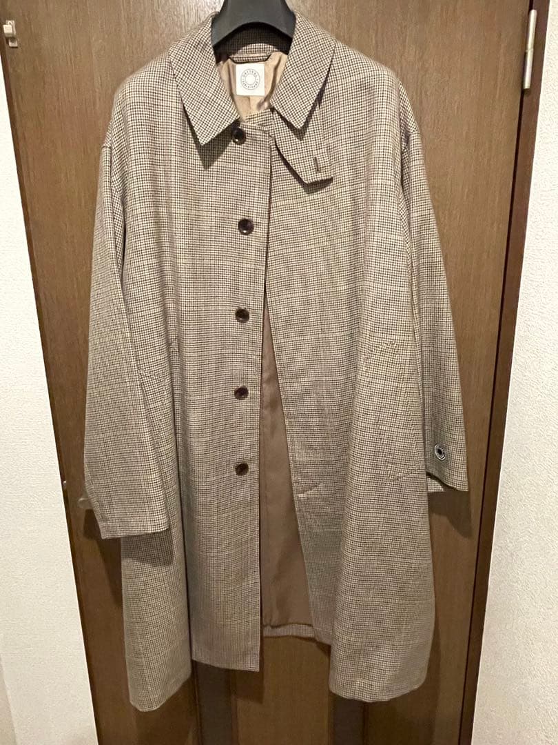 ぴ*ー様 新品★オーシバル★ウールチェックバルマカーンコート★ベージュ4